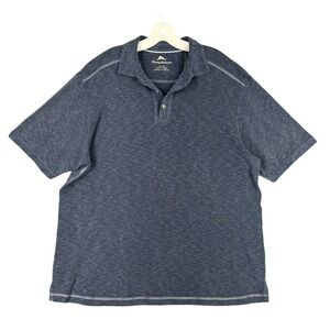 Tommy Bahama Shirt Mens XL Blue Polo Tencel Blend Resortwear Modern Classic